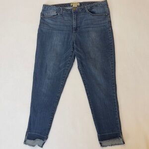 Democracy ‘AbSolution’ High Rise Straight-Leg Jeans Size 16 Medium Wash Raw Hem